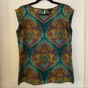 The Limited Cap Sleeve top in Teal, Purple, and Gold